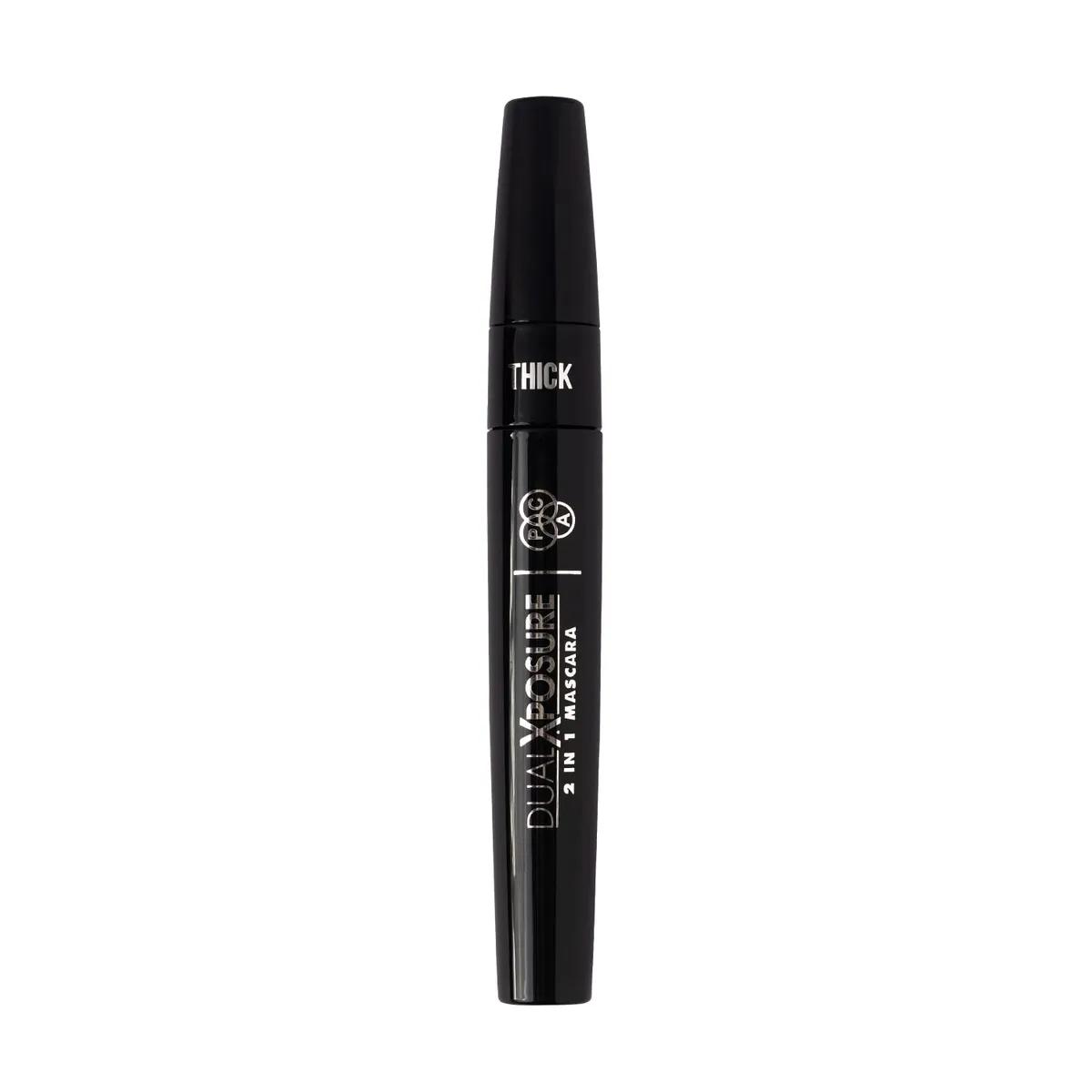 PAC Dual Xposure Mascara | 2-in-1 Volumizing & Precision Mascara | Longlasting Clump Free Non Flaking Formula | Smudgeproof & Waterproof | Black