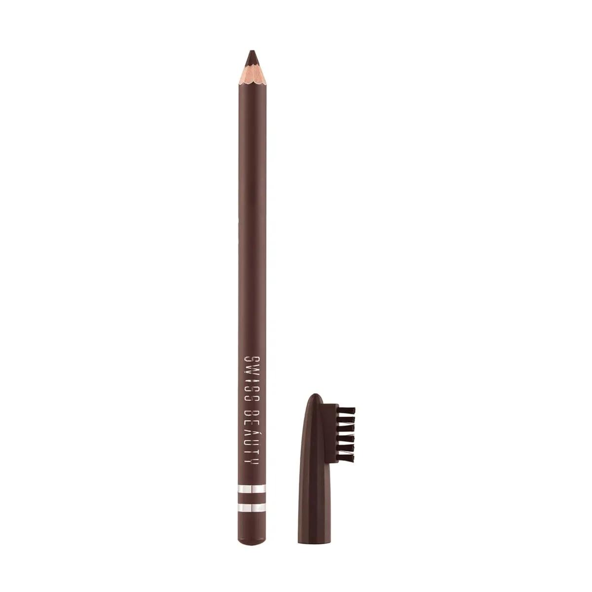 Swiss Beauty Waterproof Eyebrow Pencil With Brush | Smudge Proof Eyebrow Definer Pencil | Shade - 02 Dark Brown, 1.5G|
