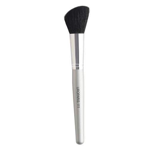UROPARIS 111 Contour Brush For Face Makeup | Angled Makeup Brush for Precise Contouring with Wooden Haāndle, Natural Bristles - Silver