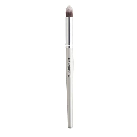 UROPARIS 108 Concealer Brush For Face Makeup | Makeup Tool with Wooden Handle | Synthetic Bristles, Brass Accents - Silver