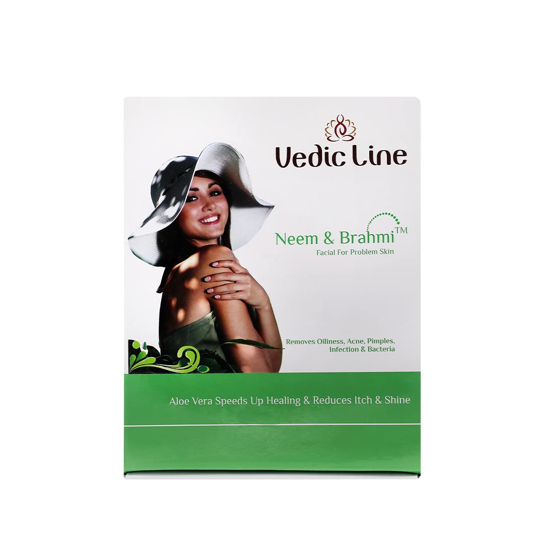 Vedic Line Neem & Brahmi Facial Kit For Acne Prone Skin  (6 x 103.33 ml)