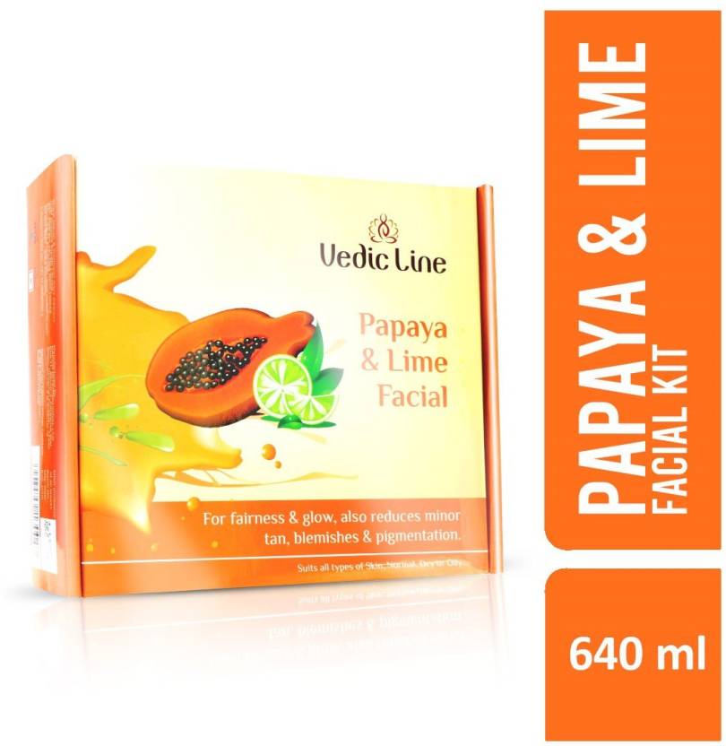 Vedic Line Papaya & Lime Facial Kit For Fairness & Glow  (6 x 106.67 ml)