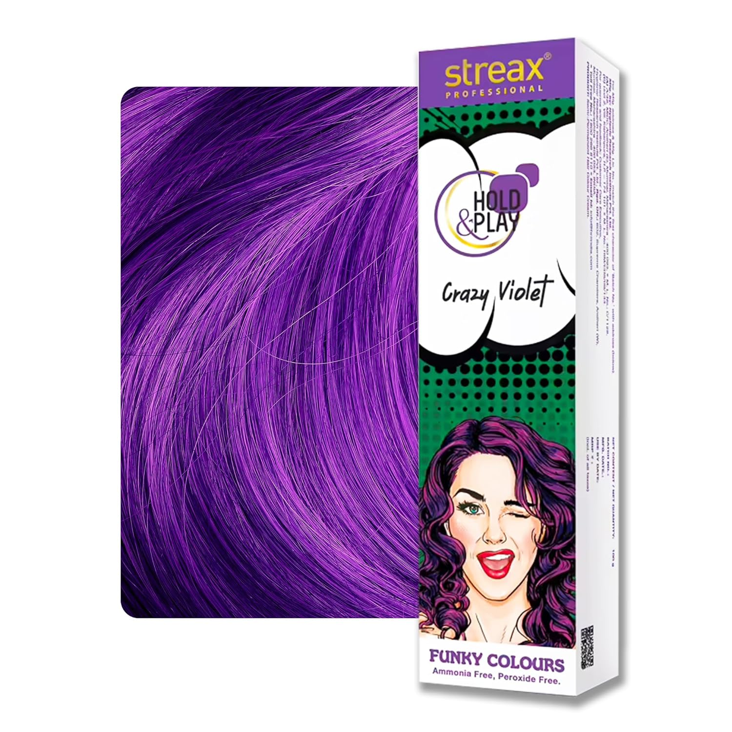 Streax Professional Hold & Play Funky Colours Hair Color, 100g - Crazy Violet