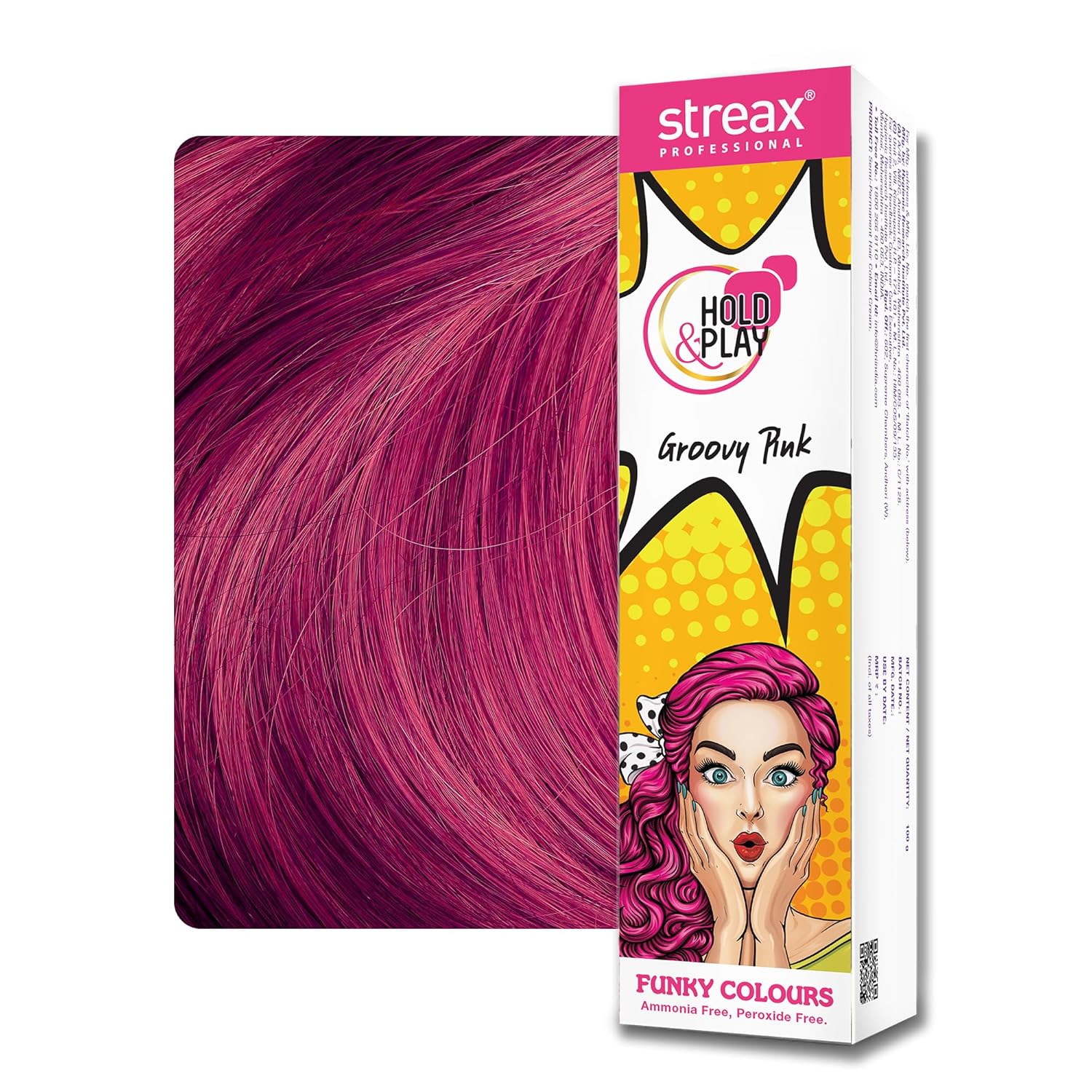 Streax Professional Hold & Play Funky Colours Hair Color, 100g - Groovy Pink