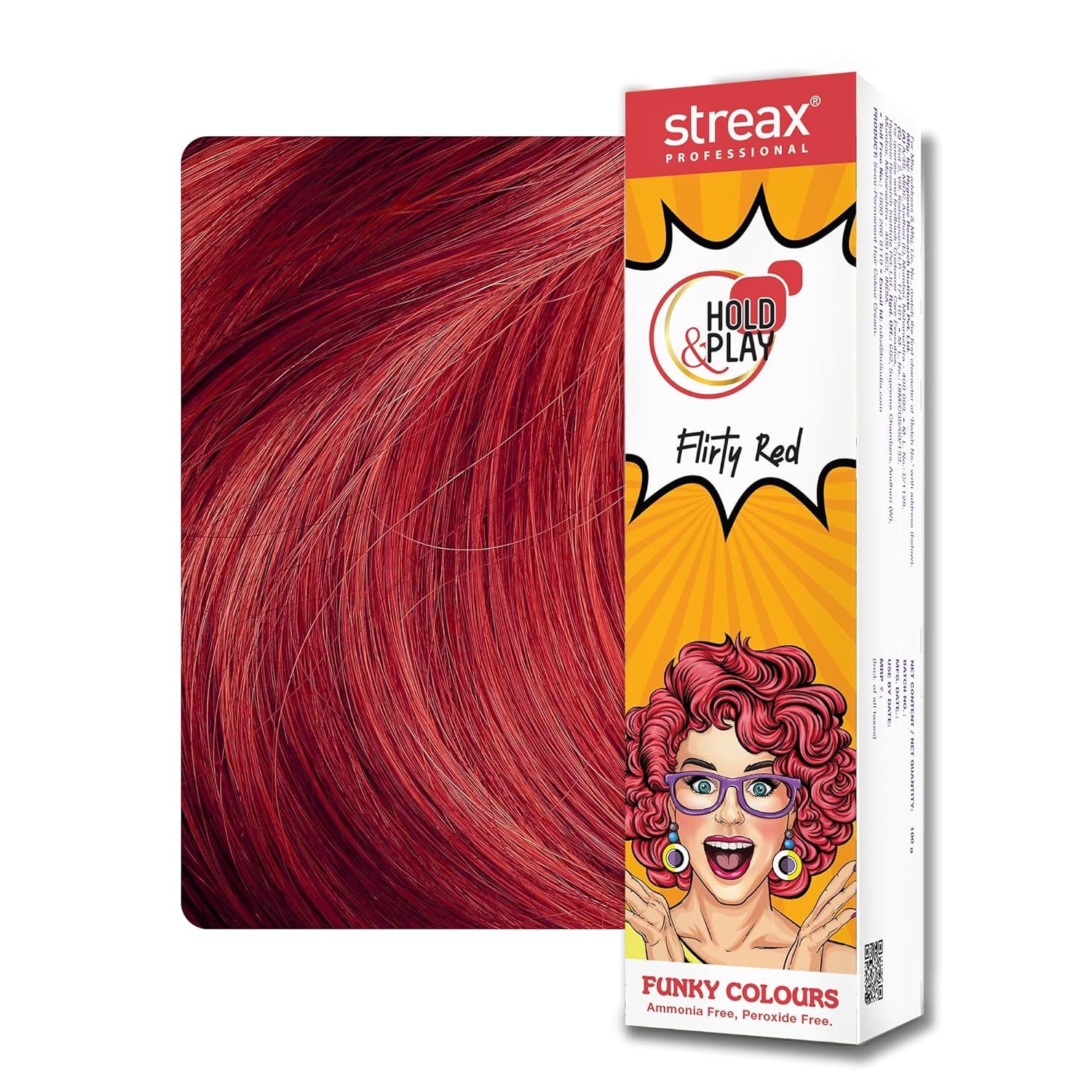 Streax Professional Hold & Play Funky Colours Hair Color, 100g - Flirty Red