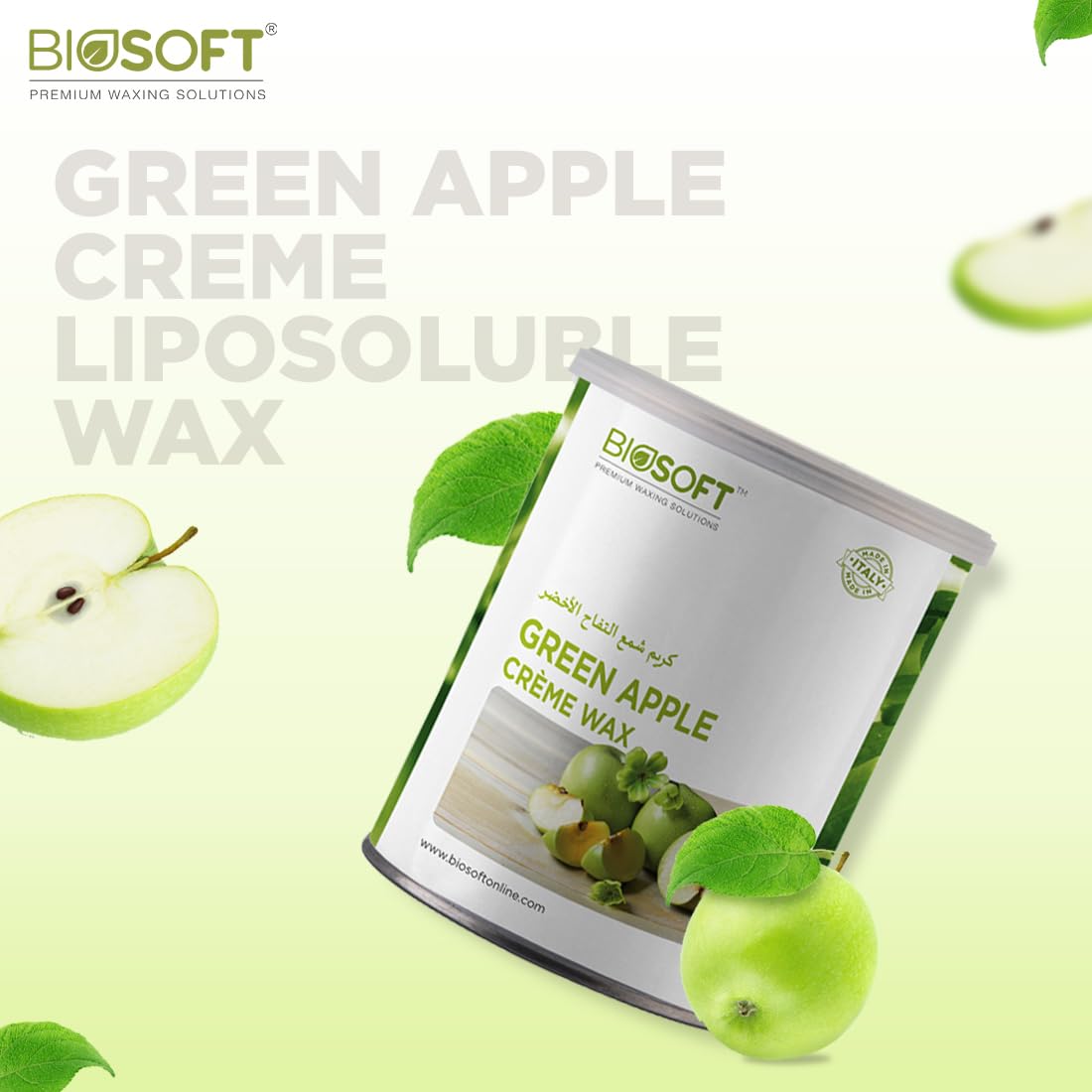 Biosoft Aloe Vera Cream Liposoluble Wax 800ml, Packed With Moisturizing Properties - Green Apple Cream Wax
