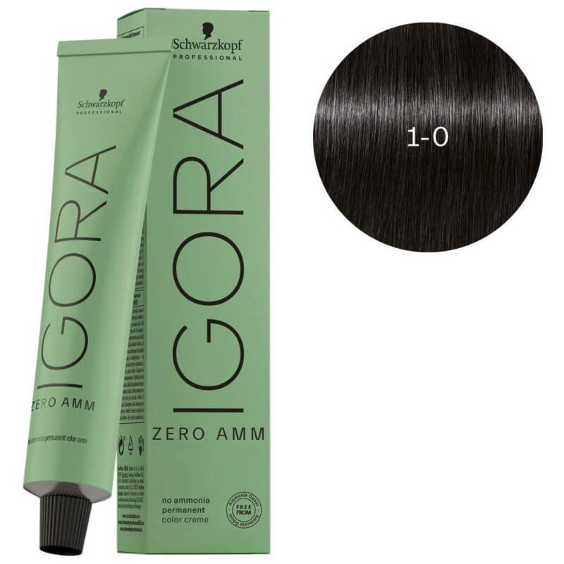 Schwartzkopf professional Igora Zero Amm No Ammonia Permanent Hair Colour 1-0 , Black