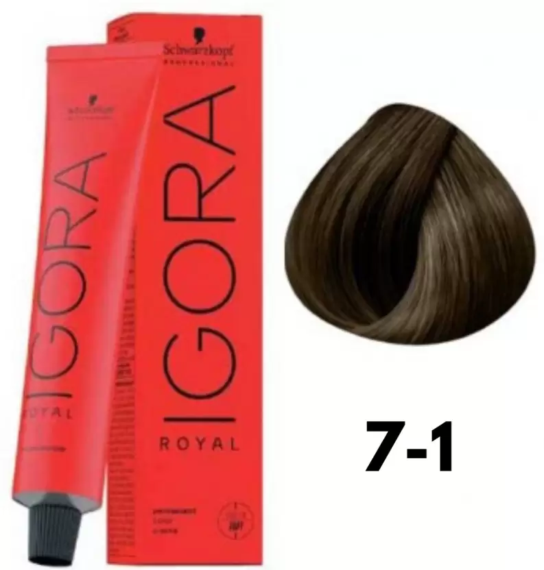 Schwarzkopf Igora Royal Permanent Color Creme , 7-1, Medium Blonde Cendre