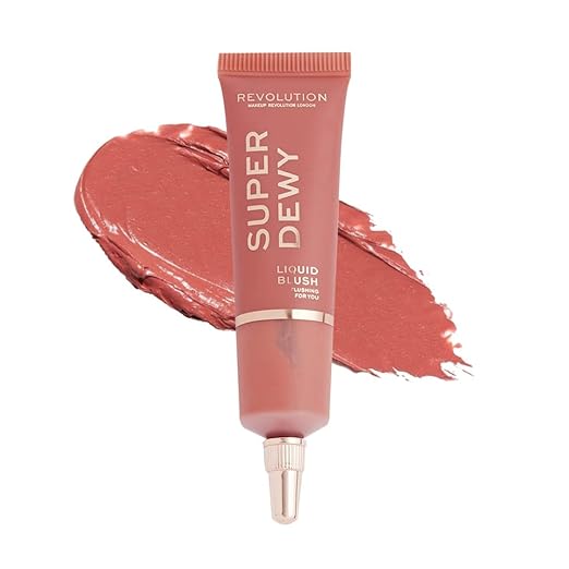 Makeup Revolution- Superdewy Liquid Blusher for Face Makeup, You Got Me Blushing, Dewy & Radiant Finish, Lightweight Blush, Ultra-Pigmented Formula, Buildable Liquid Blush, Muted Rose Blush - 15ml - 1365390