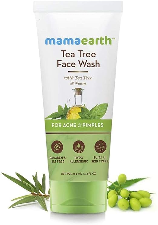 Mamaearth Tea Tree Natural Face Wash for Acne & Pimples Wash 100 ml - For Normal & Dry Skin