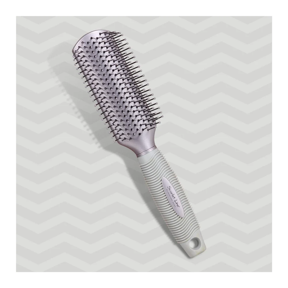 Scarlet Line Professional 9 Rows Medium Styling Flat Hair Brush with Rubber Grip for Men, Women