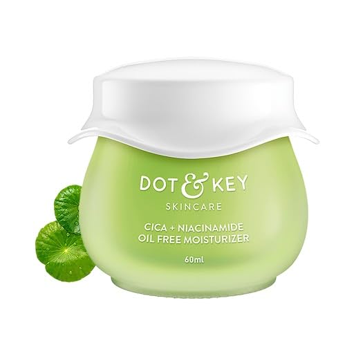 DOT & KEY Cica + Niacinamide Oil-Free Face Moisturizer For Calm, Acne Free Hydrated Skin Fades Acne Scars & Dark Spots, Soothes Redness & Irritation | For Oily, Acne Prone & Sensitive Skin | 60Ml