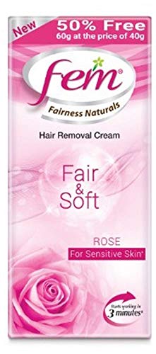 FEM Fairness Naturals Fair And Soft Hair Removal Cream For Sensitive Skin - 25 G , Women