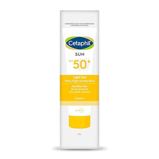 Cetaphil Combination Skin Sun Spf 50 Sunscreen, Very High Protection Light Gel, Water Resistant, Vitamin E, 50 Ml, Pack Of 1
