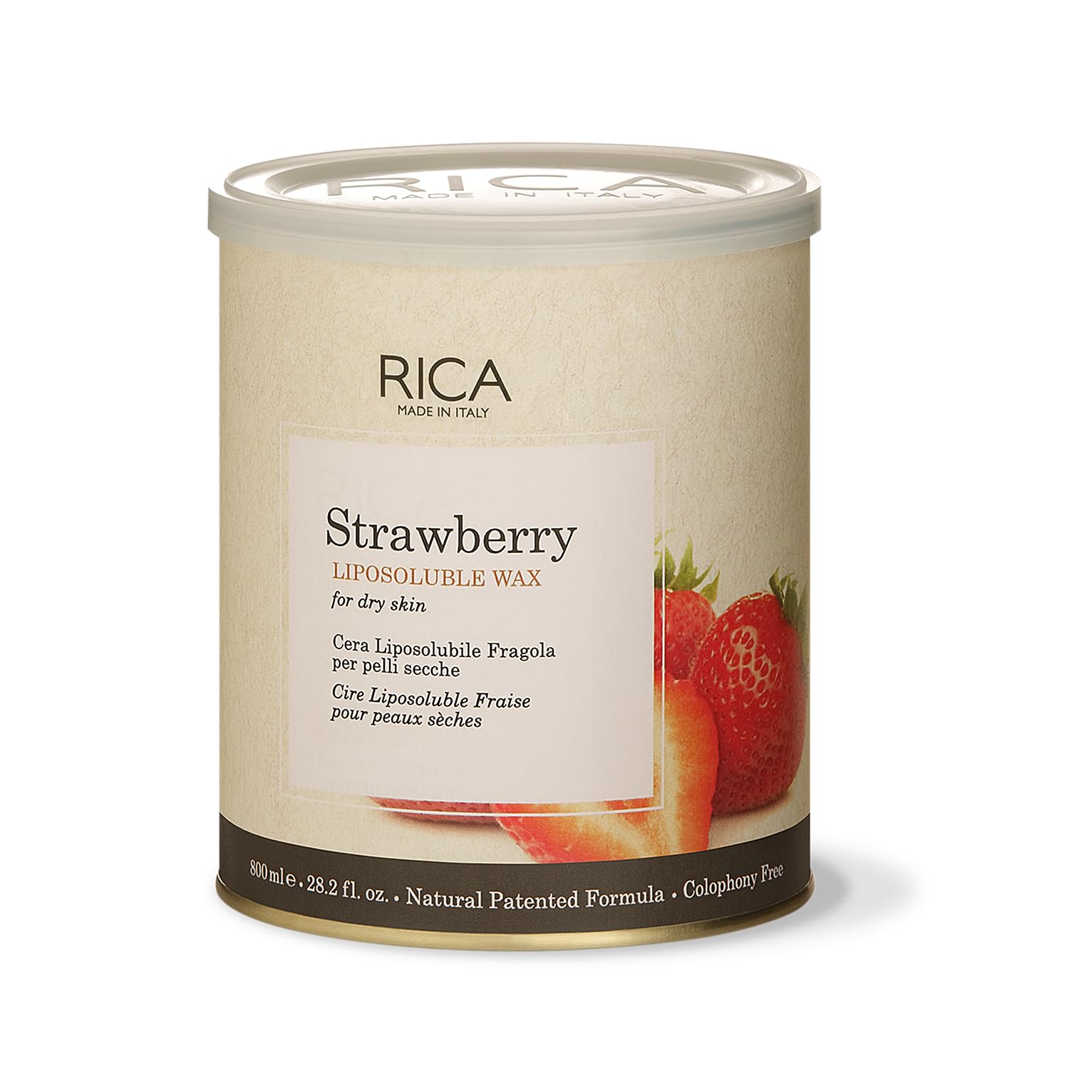 Rica Strawberry Liposoluble Painless Hair Removal Wax For Men & Women| Quick & Easy Tan Removal Waxing for Dry Skin| 800 ml