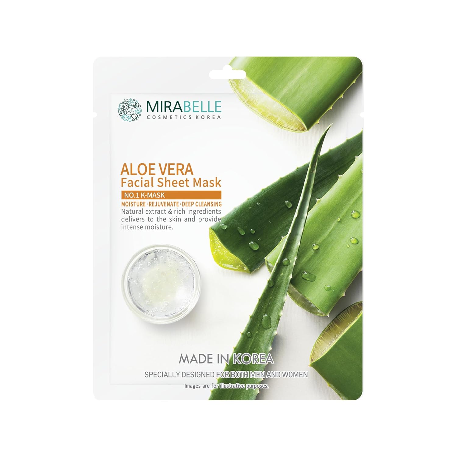 MIRABELLE COSMETICS KOREA Aloe Vera Facial Serum Sheet Mask (Pack Of 1), 25Ml