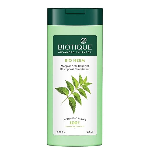 Biotique Fresh Neem Anti Dandruff Shampoo and Conditioner | Controls Dandruff | Eliminates Dryness, Flaking, and Itching | Hair Looks Fresh and Lustrous |Suitable for All Skin Types | 180ml
