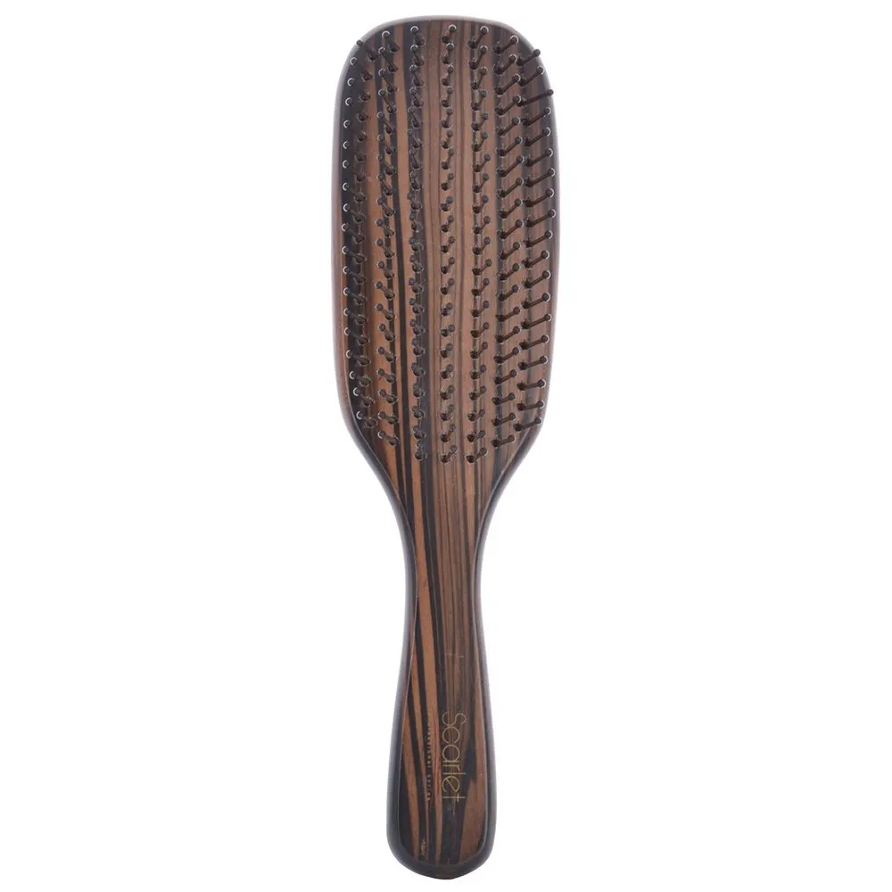 Scarlet line Brown Paddle Brush Large Mirror Ebony