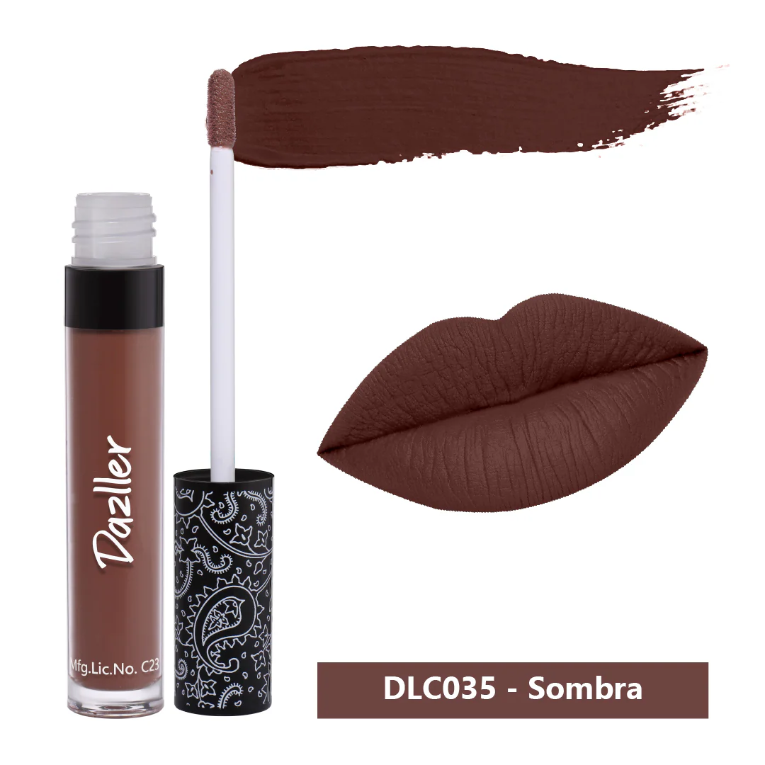 Eyetex Dazller All Day Lipcolour | Ultra-intense matte | Light-weight | Liquid Lipstick for Women | Smudge-proof + Non-transfer | Up to 8hr stay | DLC003 Autumnspice - 6g - DLC035