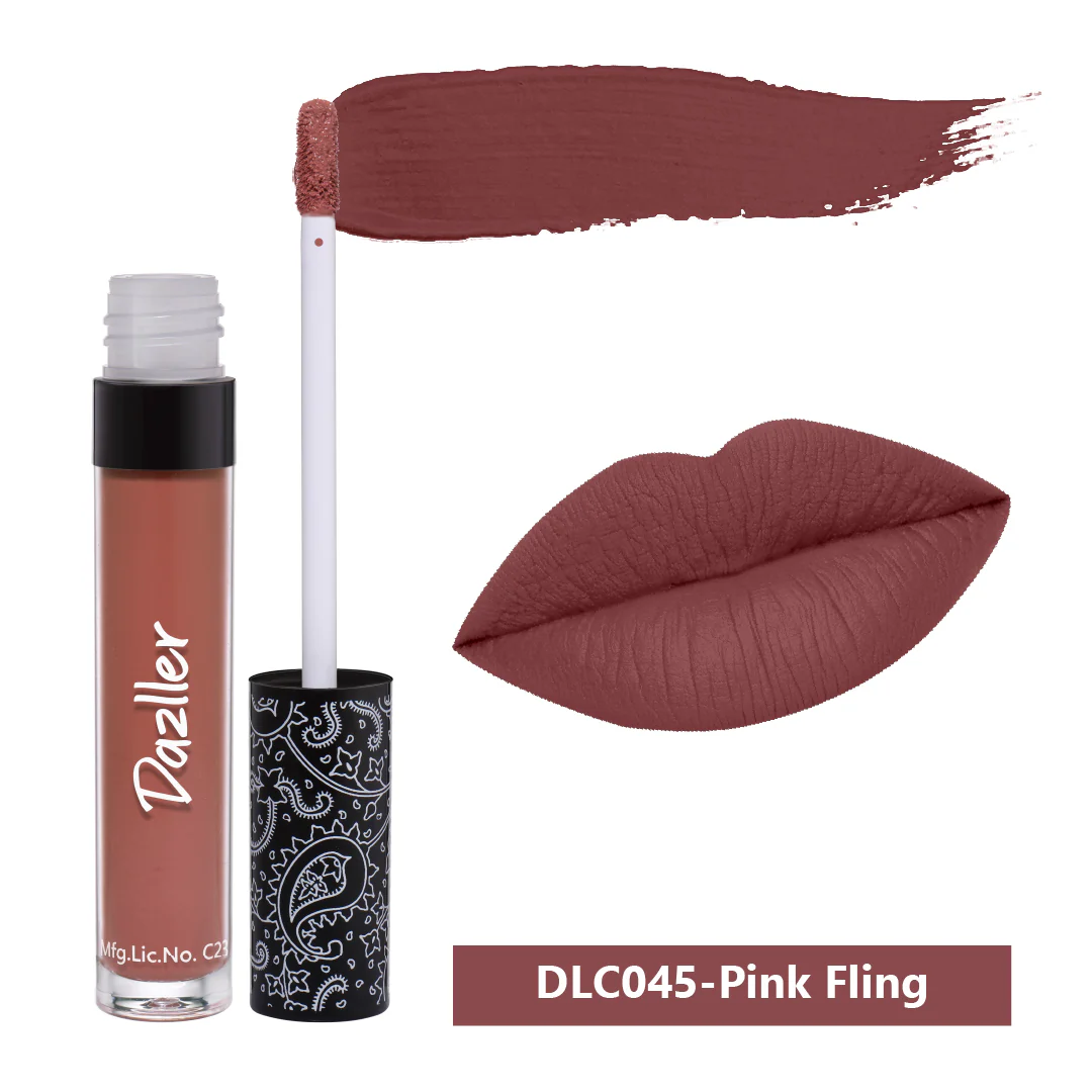 Eyetex Dazller All Day Lipcolour | Ultra-intense matte | Light-weight | Liquid Lipstick for Women | Smudge-proof + Non-transfer | Up to 8hr stay | DLC003 Autumnspice - 6g - DLC045