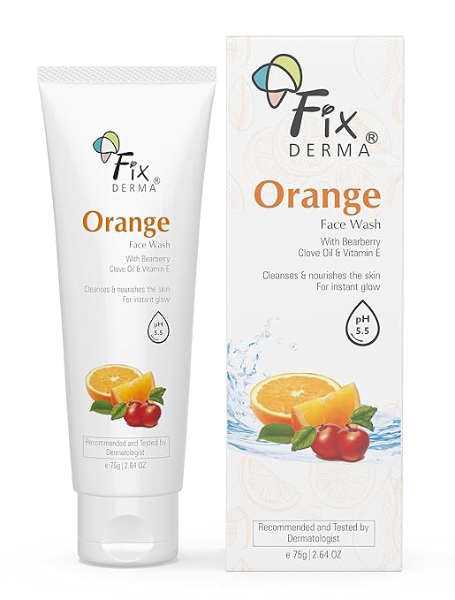 Fixderma Orange Face Wash with Vitamin E & Bearberry | Tan Removal Face Wash | Face Wash & Face Cleanser | Face Wash for Oily Skin (All Type Skin) | Face Wash for Women & Men - 75g