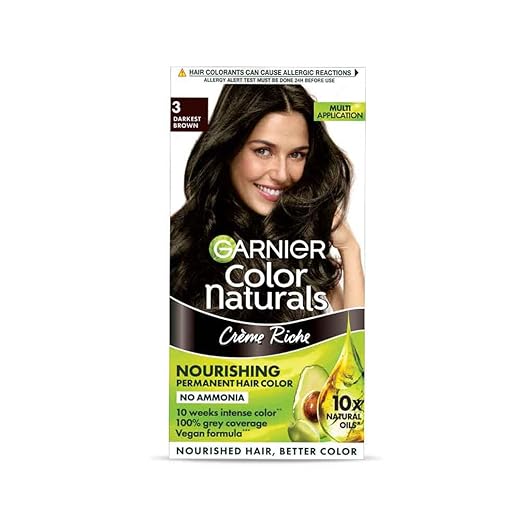 Garnier Color Naturals Crème hair color, Shade 1 Natural Black - Darkest Brown(3) 219