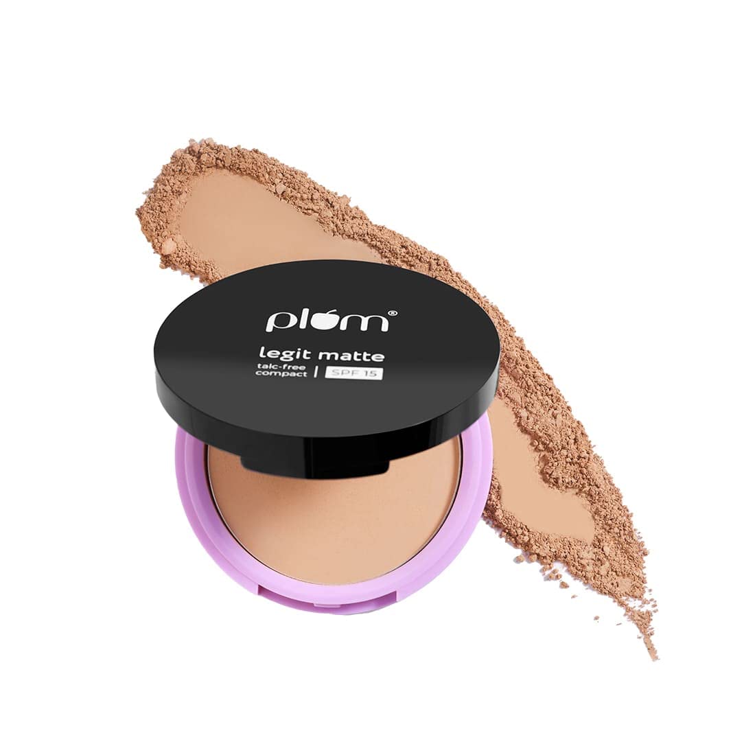 Plum Legit Matte Talc-Free Compact With SPF15 | Lightweight | Even Coverage | 100% Vegan & Cruelty Free | Pinched Blush - 115P (Light, Cool Undertone)… - Plum Compact (125Y)