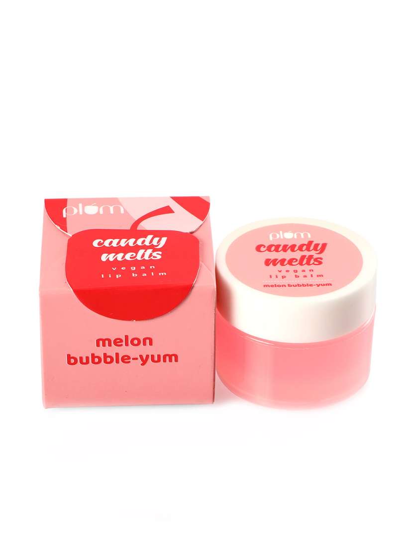 Plum Candy Melts Vegan Lip Balm | Berry Feast | For Dry & Chapped Lips | Natural SPF with Vitamin A | Shea Butter | Nourish & Protect | Sheer-Tint | 12g - Melon Bubble Yum