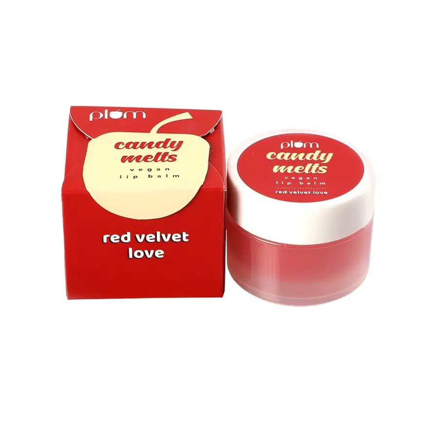 Plum Candy Melts Vegan Lip Balm | Berry Feast | For Dry & Chapped Lips | Natural SPF with Vitamin A | Shea Butter | Nourish & Protect | Sheer-Tint | 12g - Red Velvet