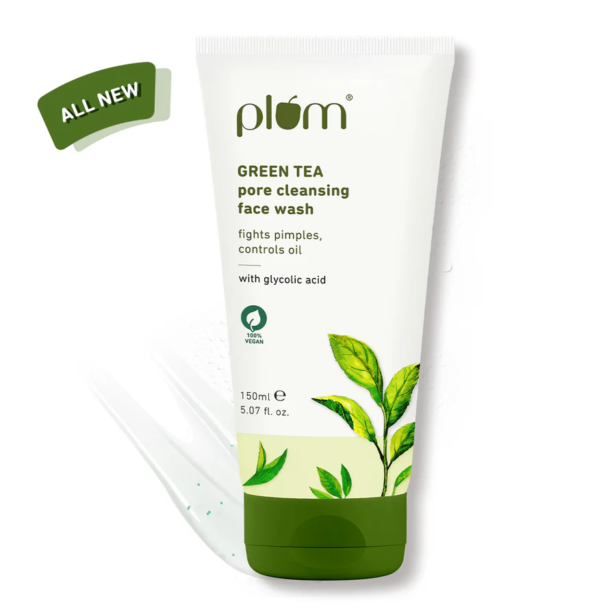 Plum PhyGreen Tea Face Wash | Fights acne & pimples to make skin clean & clear | Removes excess oil | SLS & Paraben Free | Great for Oily or Acne-Prone skin, 120 ml