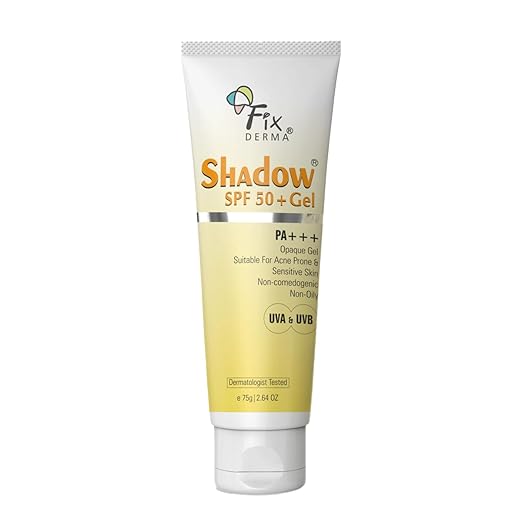 FIXDERMA Shadow Sunscreen Spf 50+ Pa+++ Gel Broad Spectrum Sunscreen For Uva & Uvb Protection | Sunscreen For Women & Men - 75Gm (Shadow Spf 50 Gel, 75 G (Pack Of 1)), All Skin Type