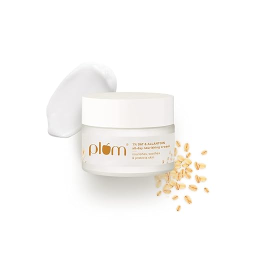 Plum 1% Prebiotic Oat & Allantoin All-Day Moisturizing Face Cream For Dry, Sensitive Skin|With Vitamin E & B5|Soothes & Nourishes Skin|Strengthens Skin Barrier|For Women & Men|100% Vegan|50 G