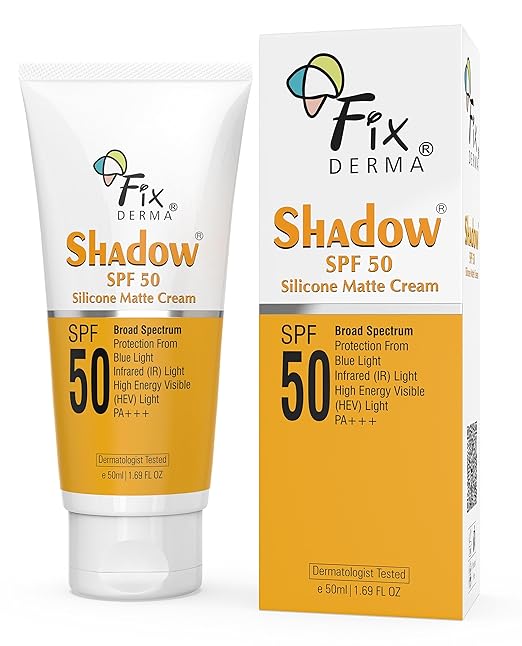 FIXDERMA Shadow Sunscreen Spf 50 Silicone Matte Cream Pa+++, Sunscreen For Oily Skin-Acne Prone, Matte Finished, Sun Screen Protector Spf 50, Sunscreen For Women & Men-50Ml