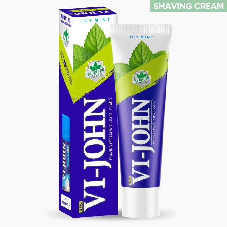 VI - JOHN Shaving Cream With Bacti-Guard For Men - 125 Gram - Ice mint