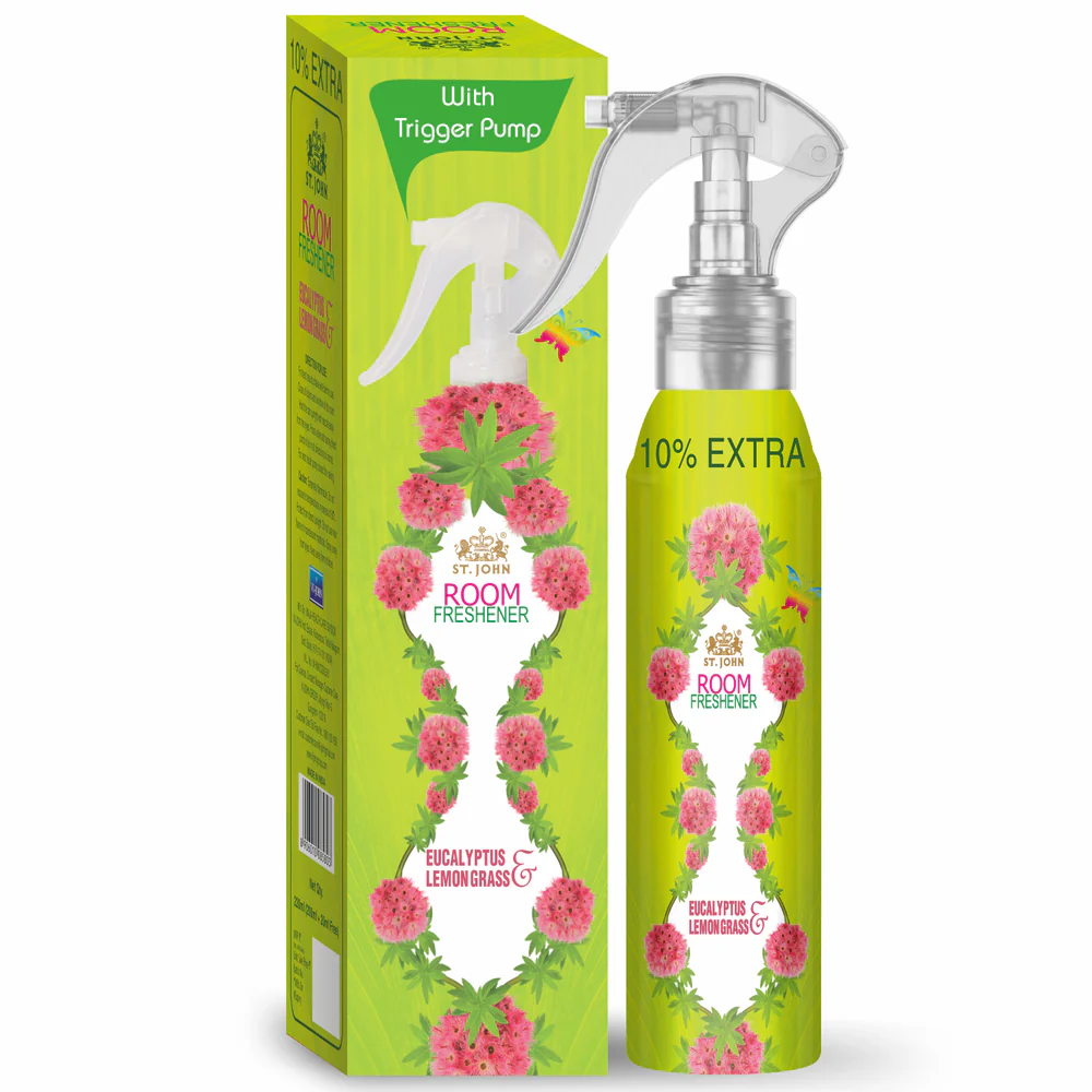 VI-JOHN Room Freshner Eucalyptus Lemongrass | Water Based Natural Fragrance | Upto 100 Sprays