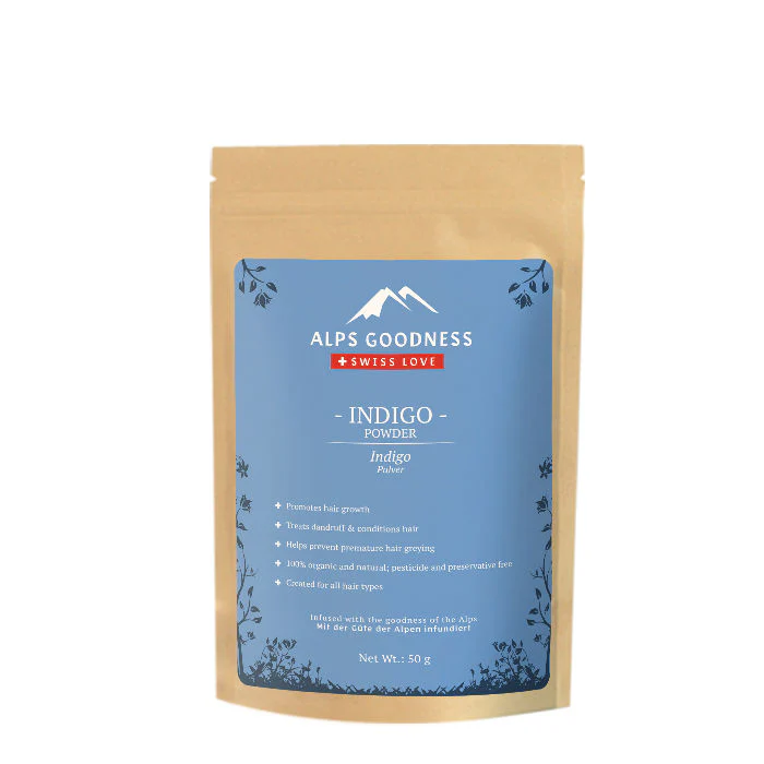 Alps Goodness Powder - Indigo (50 g) | | 100% Natural Powder | No Chemicals, No Preservatives, No Pesticides | Natural Hair Color | Promotes Hair Growth | Prevents Premature Greying