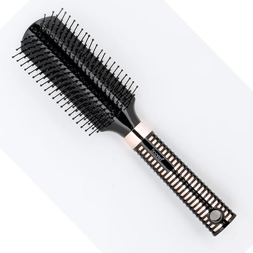 Scarlet Line 9 Row Flat Hair Brush with Anti Slip Ring Plastic Handle Brush with Ball Tip Nylon Bristles Styling n Straightening for Men and Women
