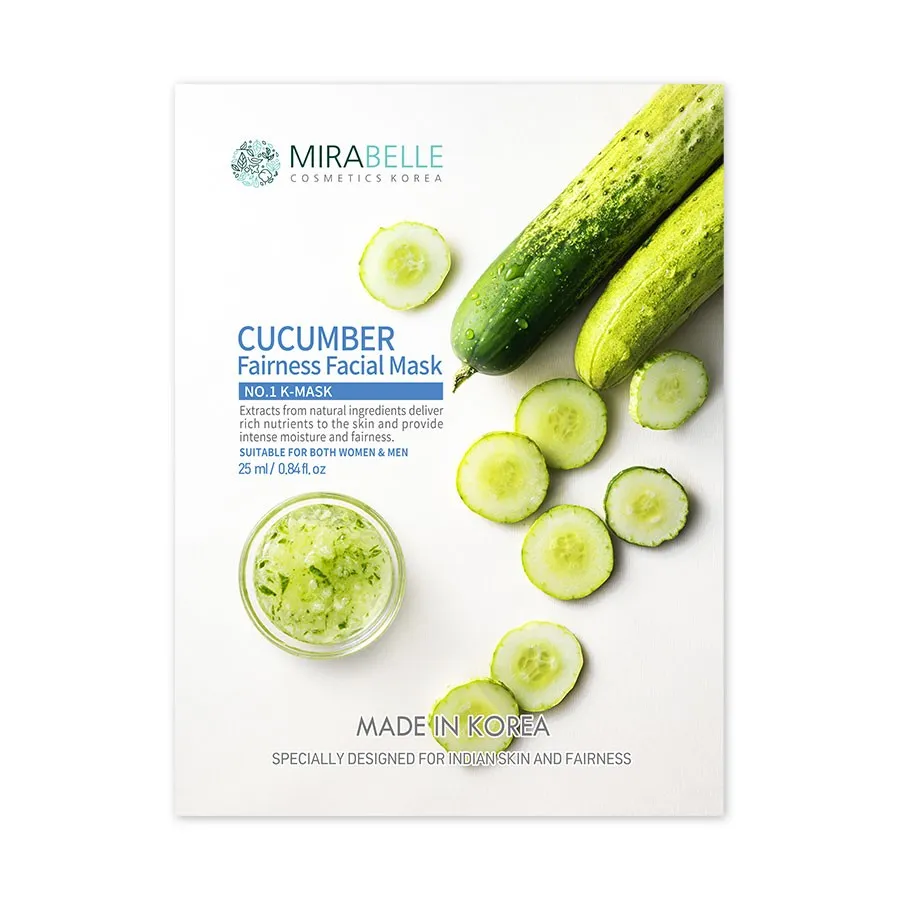 Mirabelle Cucumber Fairness Facial Sheet Mask (Pack of 1 )