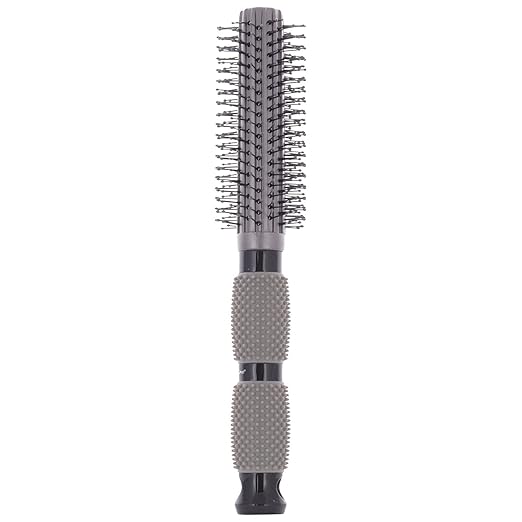 Scarlet Line Large Round Hair Brush with Anti Slip Rubber Grips On Handle Soft Ball Tip Nylon Bristle Round Brush Fr Styling n Detangling Grip Grey