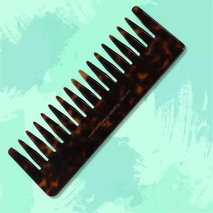 Scarlet Line Hand Crafted Detangling / Rake Hair Comb For Men And Women Scarlet Shell SLC014