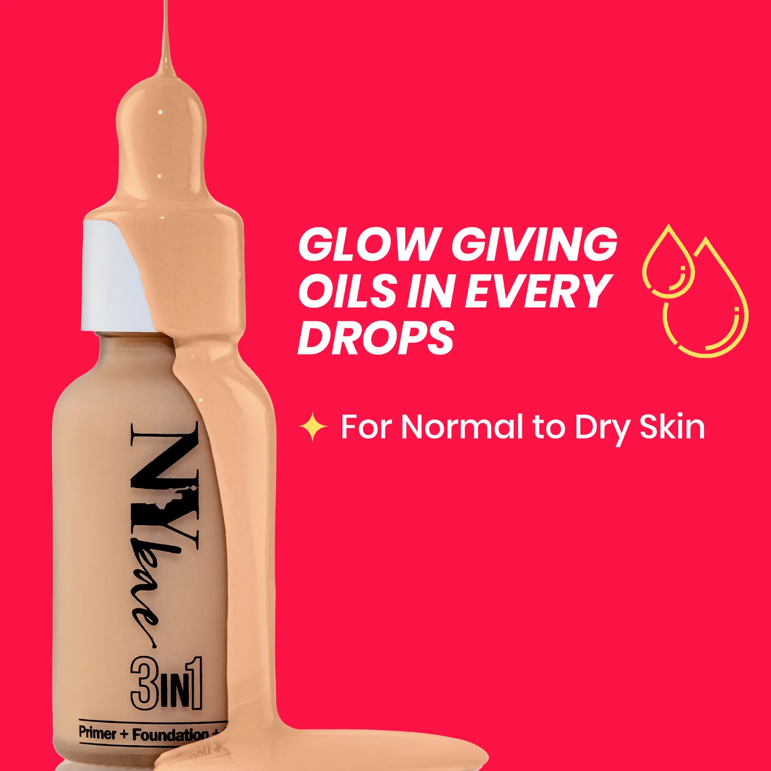 NY Bae 3 in 1 Serum Foundation with Primer | Warm vanilla 01 (30 ml) | Lightweight & Moisturizing | Buildable & Flawless Coverage | Evens Skin Tone | Glowing Korean Skin | Celeb Glow | Dewy Makeup - Cool vanilla (02)