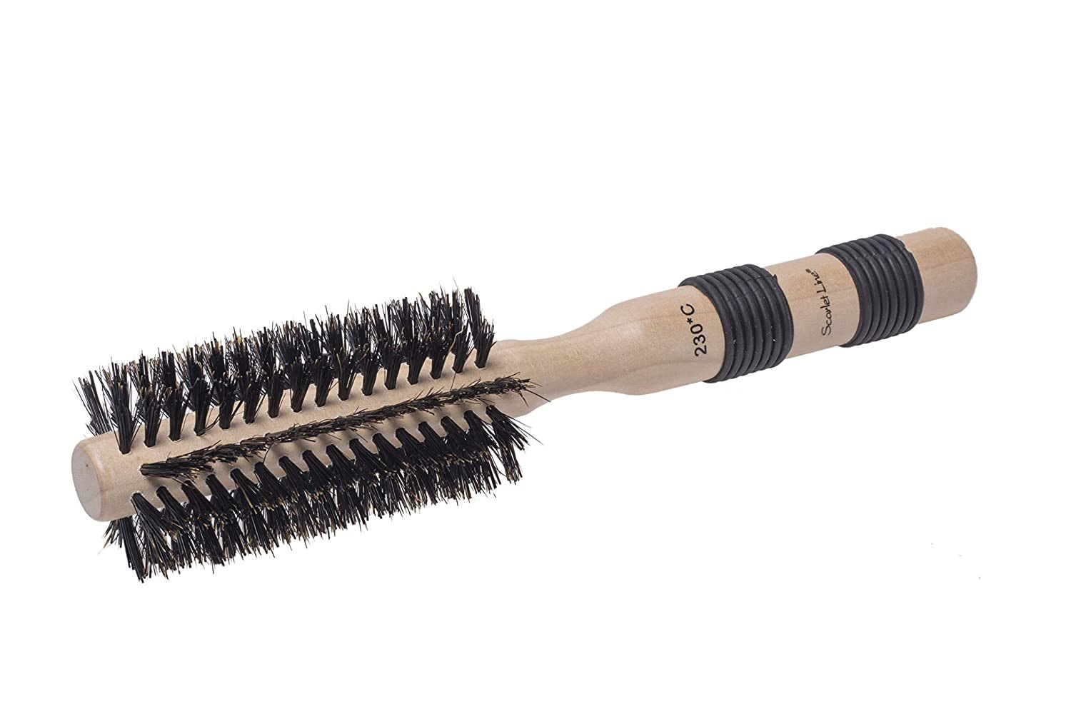 Scarlet Line Premium Medium Hair Curling Brush with Wooden Handle for Men and Women, SHB015