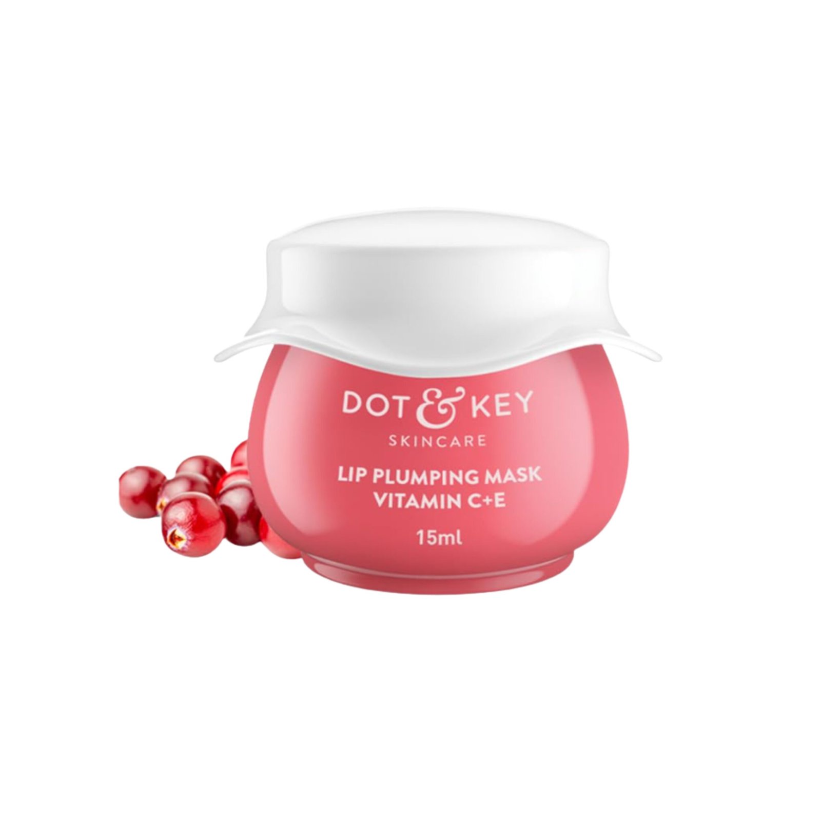 DOT & KEY Dot&Key Lip Plumping Mask With Shea Butter&Vitamin C + E For Naturally Glowing Lips | Smoothes Flaky & Dry Lips| Lip Mask For Soft, Smooth& Plump Lips|(Lingonberry)|15Ml