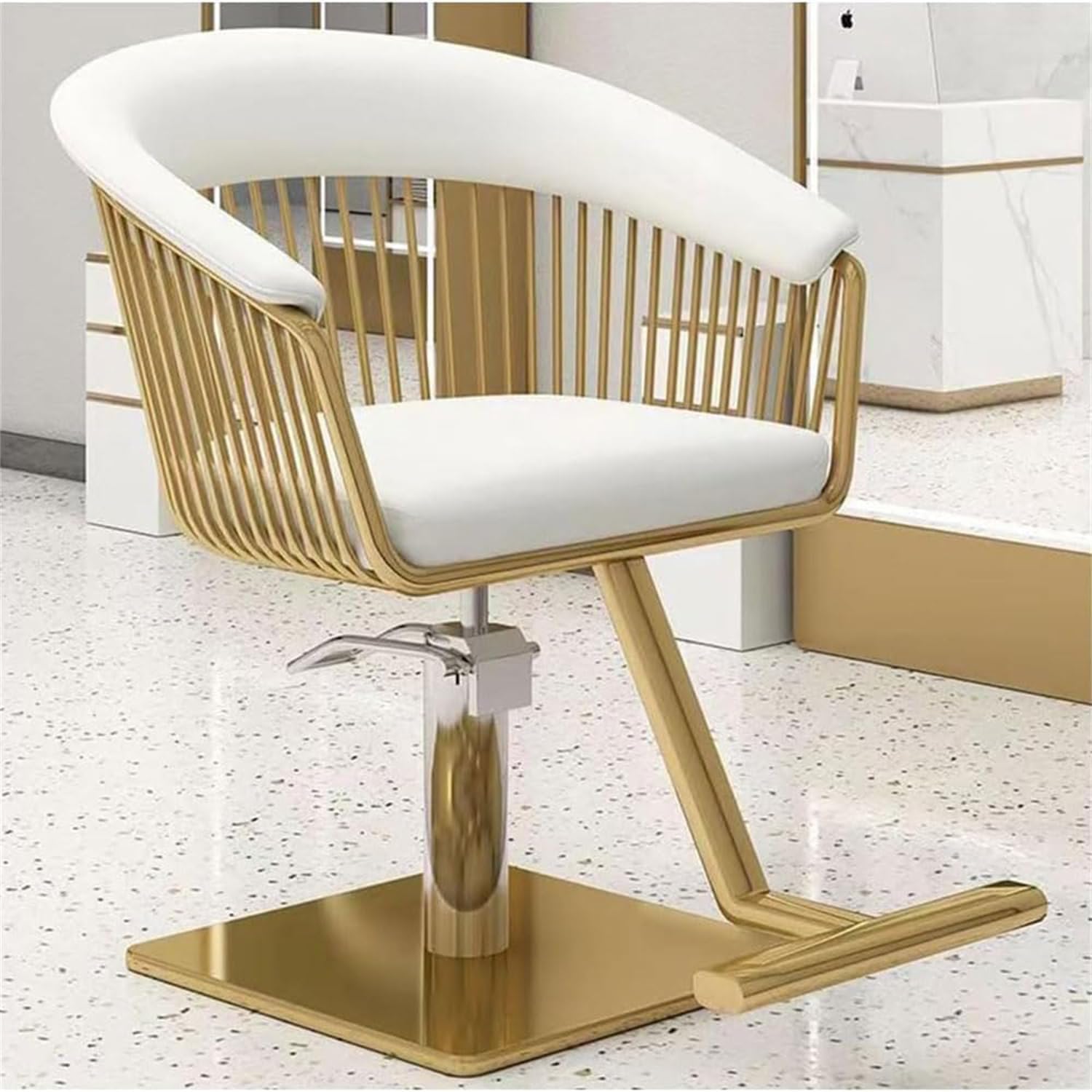 MEISHIDA Lady Chair for Hair Stylist Hairdressing Swivel Hydraulic Steel Gold Frame Beauty Salon, Spa Equipment