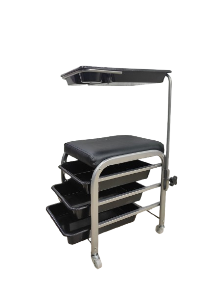Professional Salon Trolley with Adjustable Tray and Cushioned Seat