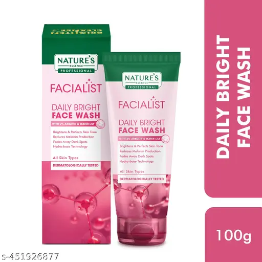 Nature's Essence Professional Facialist Daily Bright Face Wash for women infused with Arbutine and Niacinamide, Brightens Skin | Reduces Dark Spots and Pigmentation, 100g