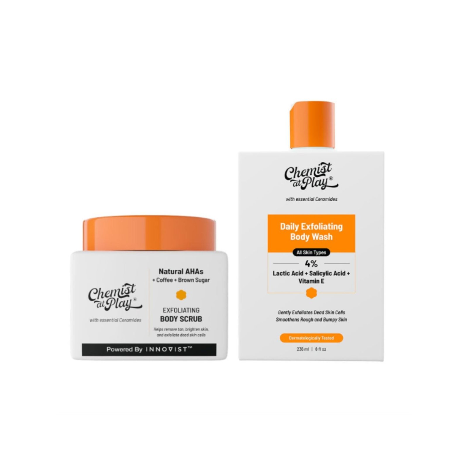 Chemist at Play Exfoliating Body Scrub For Removing Tan & Dead Skin Cells (Body Scrub + Body Wash)