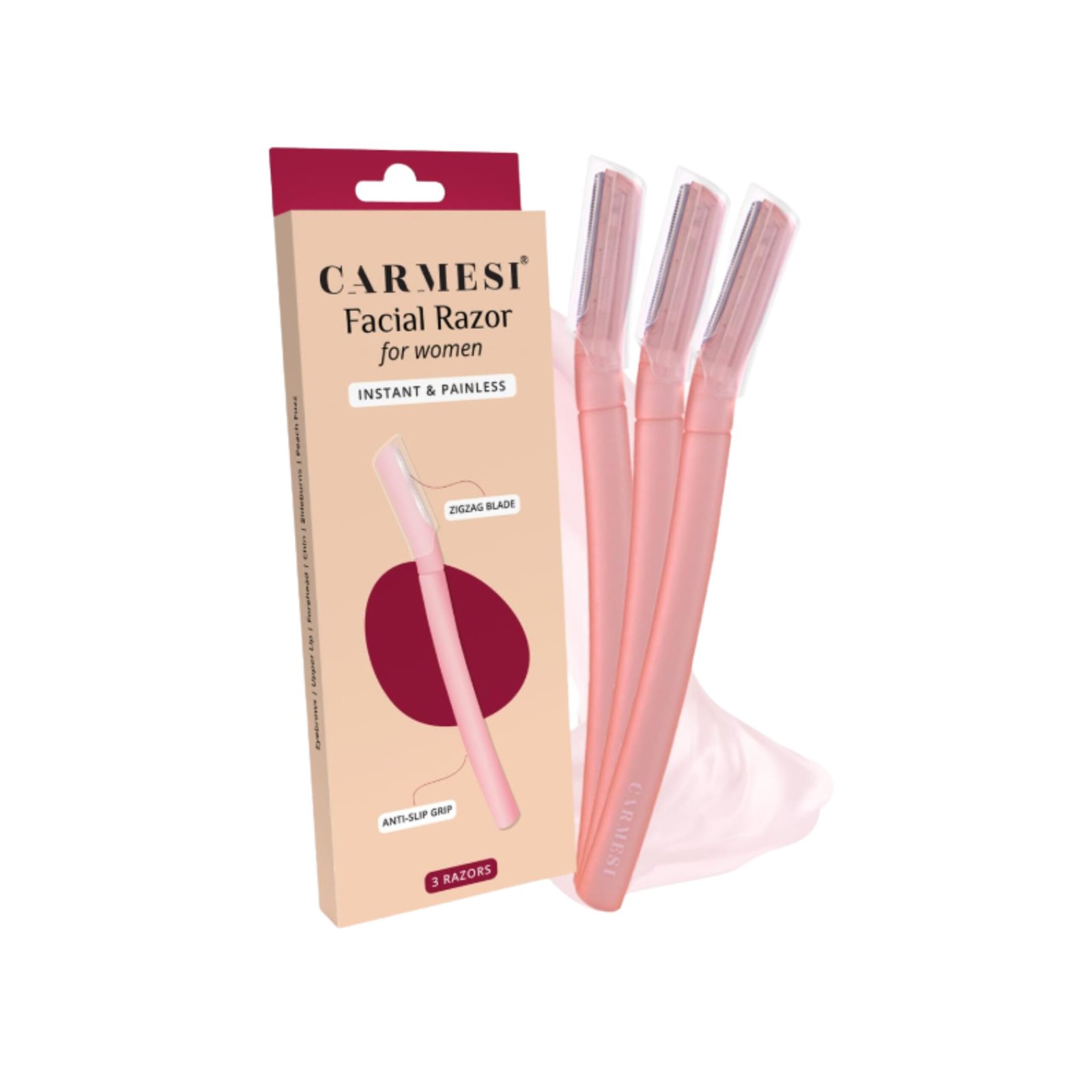 Carmesi Reusable Face Razor for Women Facial Hair- 3 Razors
