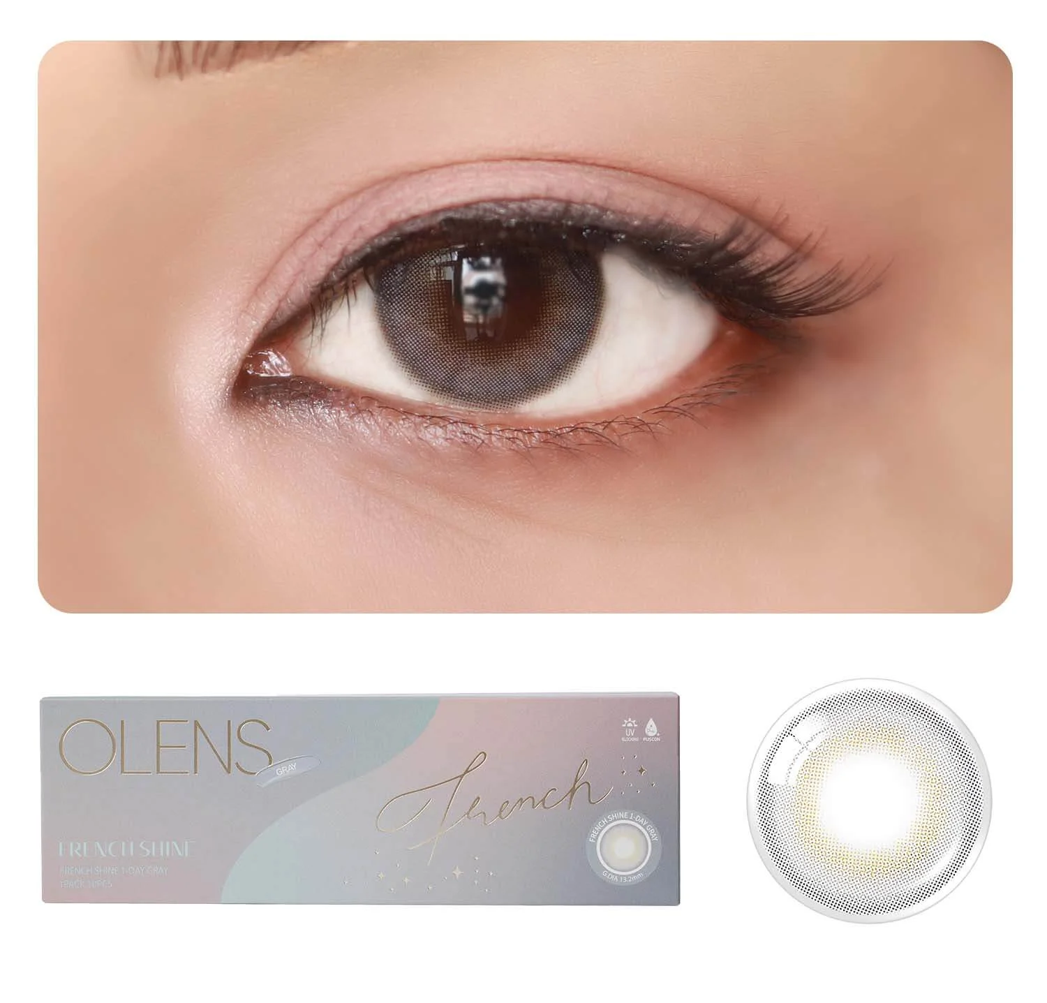 OLENS Daily Color Contact Lens - Box - French shine grey