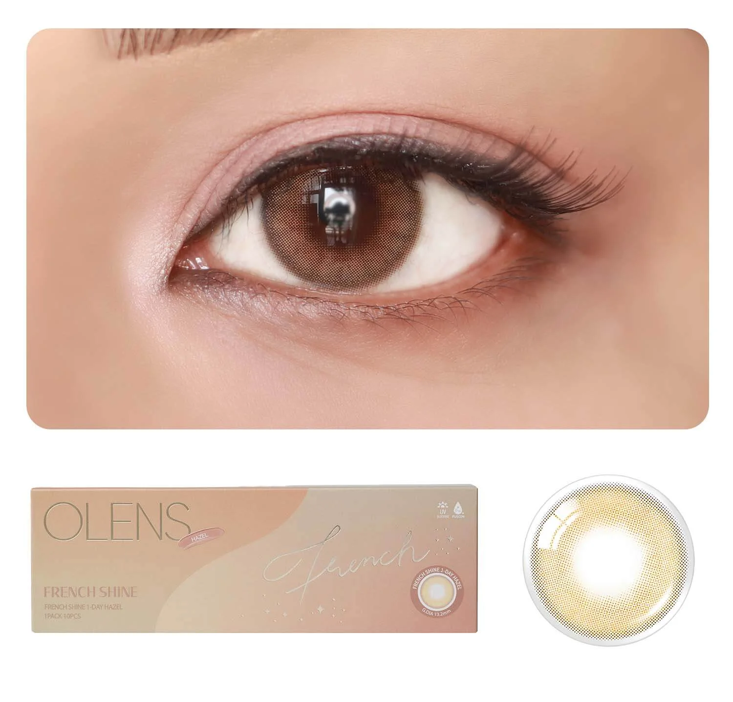 OLENS Daily Color Contact Lens - Box - French Shine Hazel